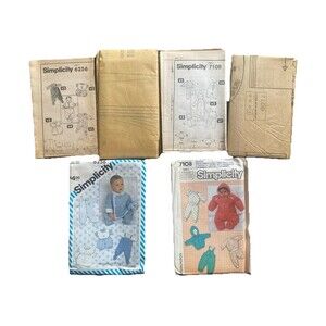 Simplicity 6259 & 7108 Layette and Snowsuit Baby Sewing Patterns - VTG Uncut NOS